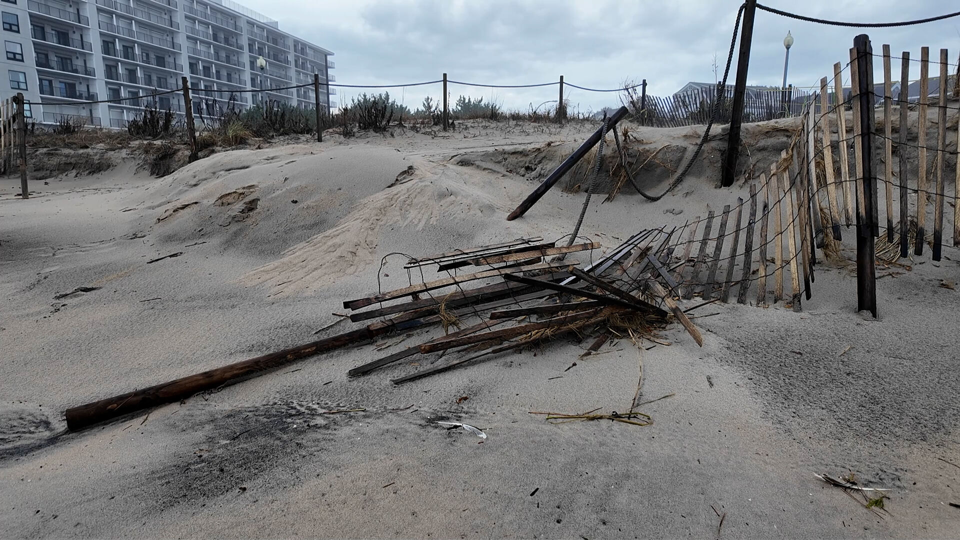 Dune fencing damaged